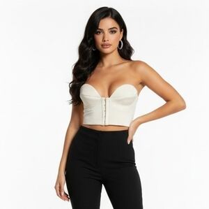 ZARA NWT  Sweetheart Neckline Corset Top in Oyster White Vintage Sz. Small